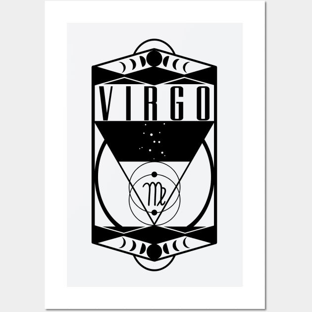 Virgo Constellation Moon Phases Zodiac Astrology Art Deco Style Wall Art by graphicbombdesigns